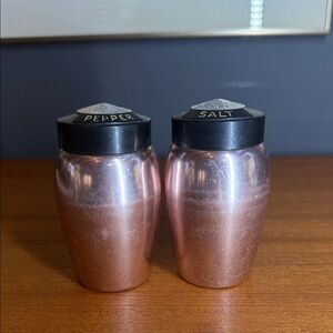 Vintage kromex aluminum Pink Salt and Pepper Shakers Mcm